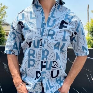 MEN'S EXCLUSIVE HEVY COTTON PRINTED DOWNSHOULDER SKY SHIRT