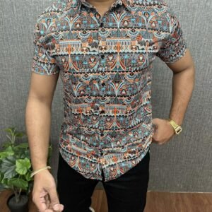 MEN'S COTTON FABRIC DIGITAL PRINT TRADITIONAL SHIRT