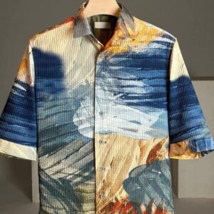 GLAMOROUS IMPORTED DOUBLE CLOTH  PRINTED FABRIC DOWNSHOULDER 3/4 SLEEV SHIRT