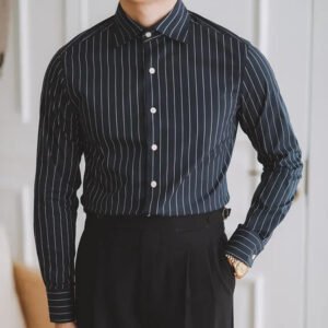 Men's Casual Full Sleeve Cotton Roman Strip Shirt